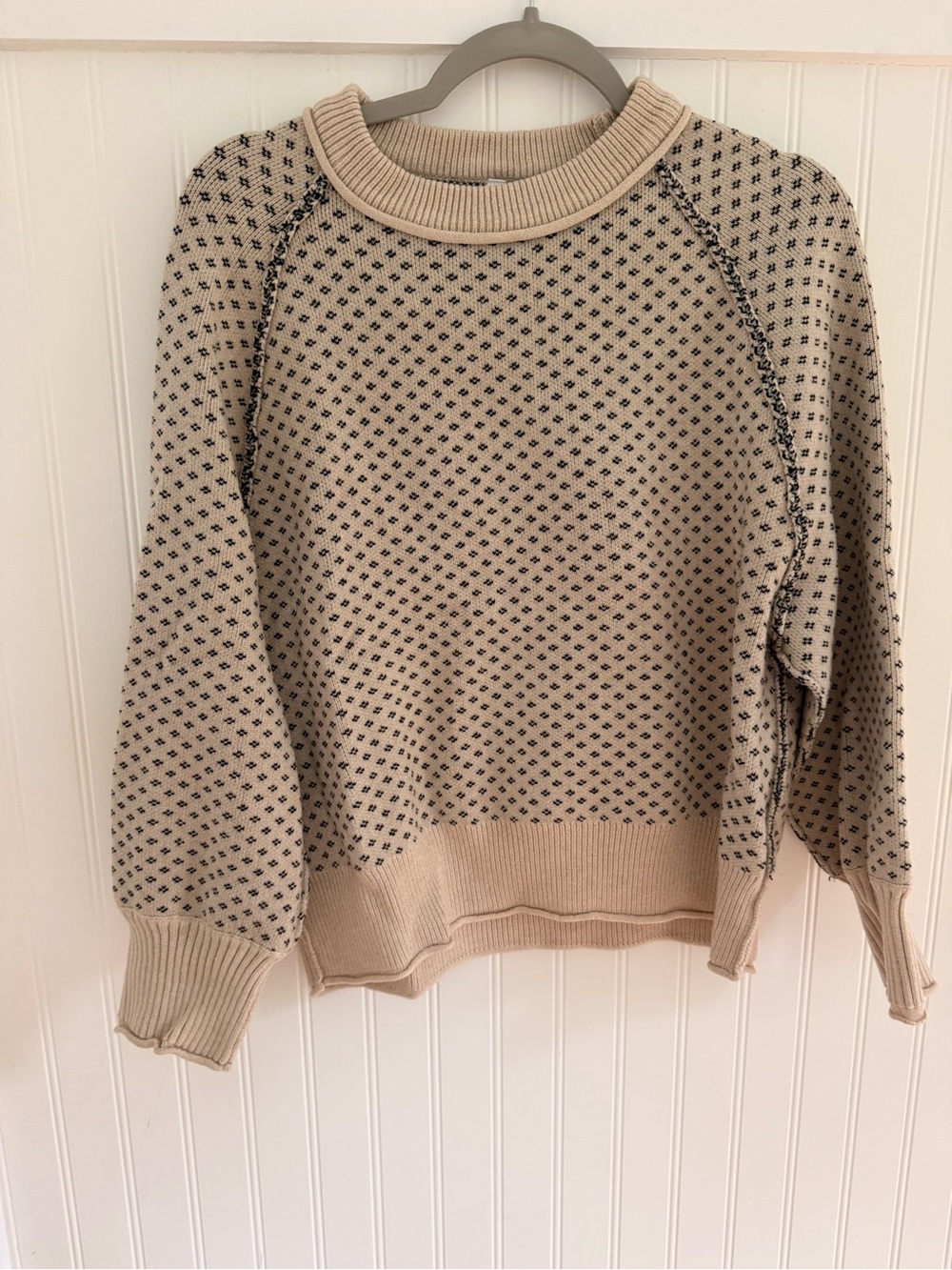 Tan and black Patterned Crewneck Women's Sweater size small